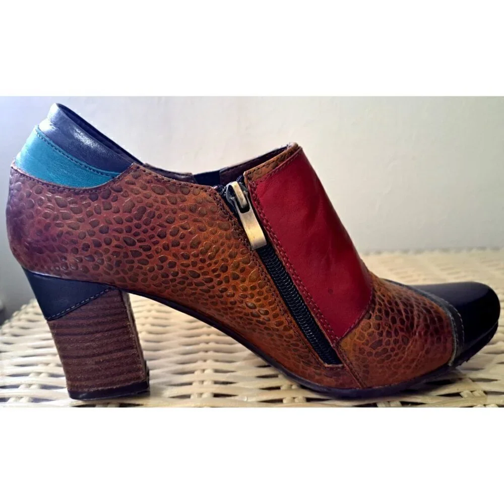 L'Artiste by Spring Step Women's 9.5 Fia Ankle Boot Multicolor Leather Side Zip
